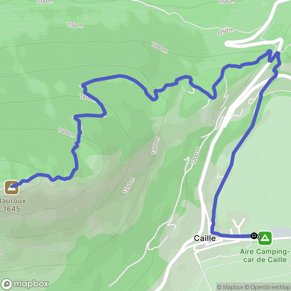 Caille : carte du parcours de randonnée - France