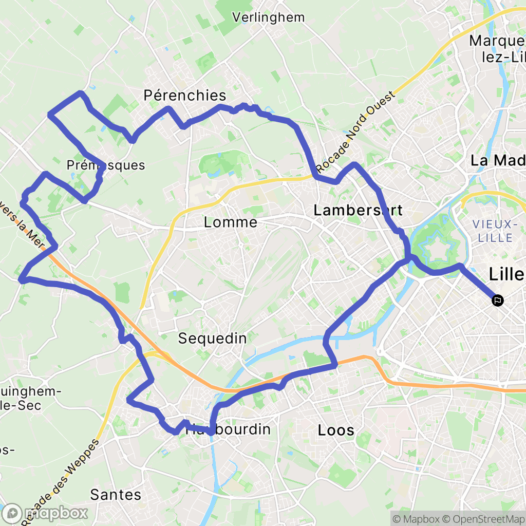 Lille : carte du parcours de randonnée - France