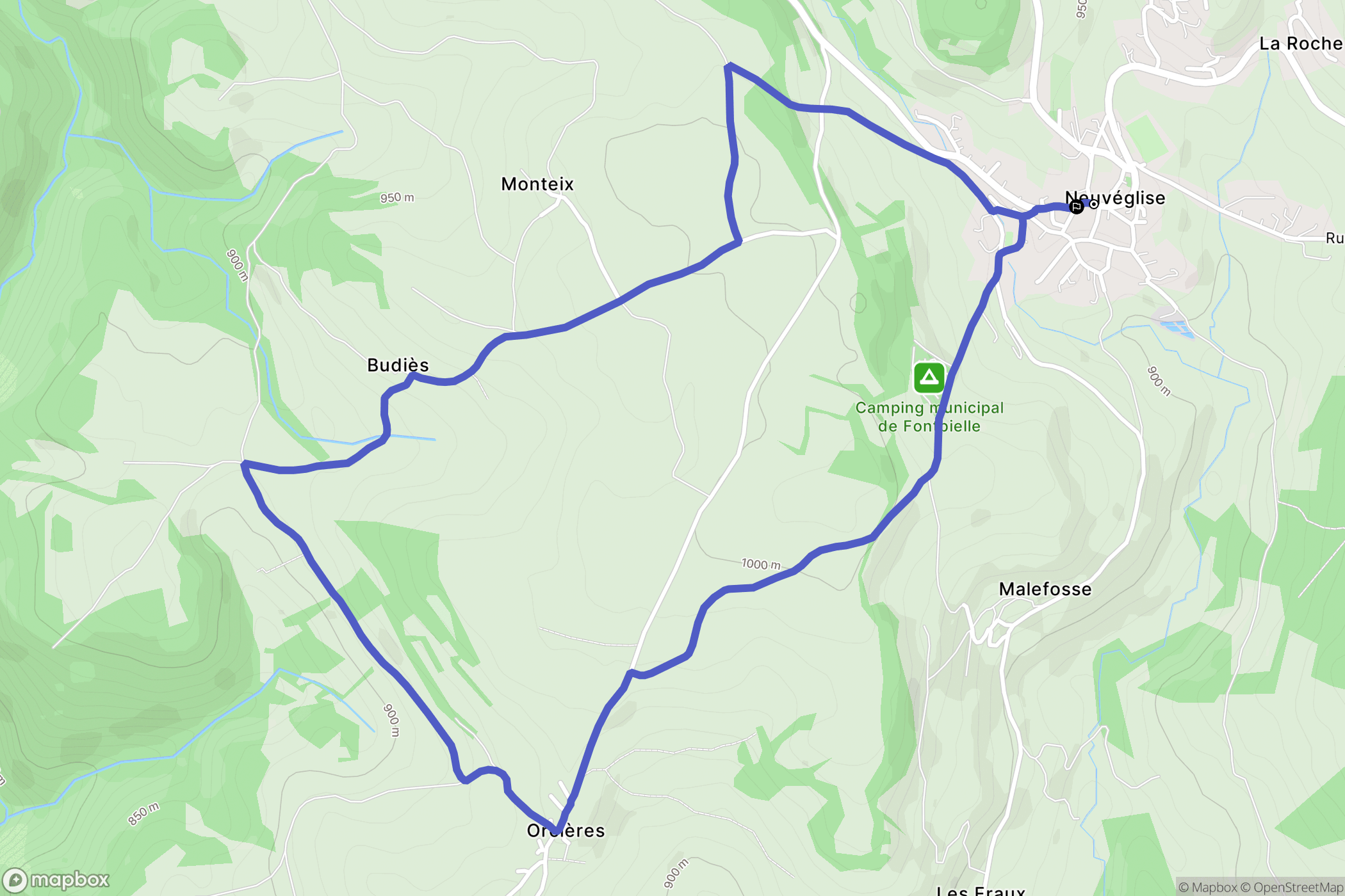 Neuvéglise-sur-Truyère : carte du parcours de randonnée - France