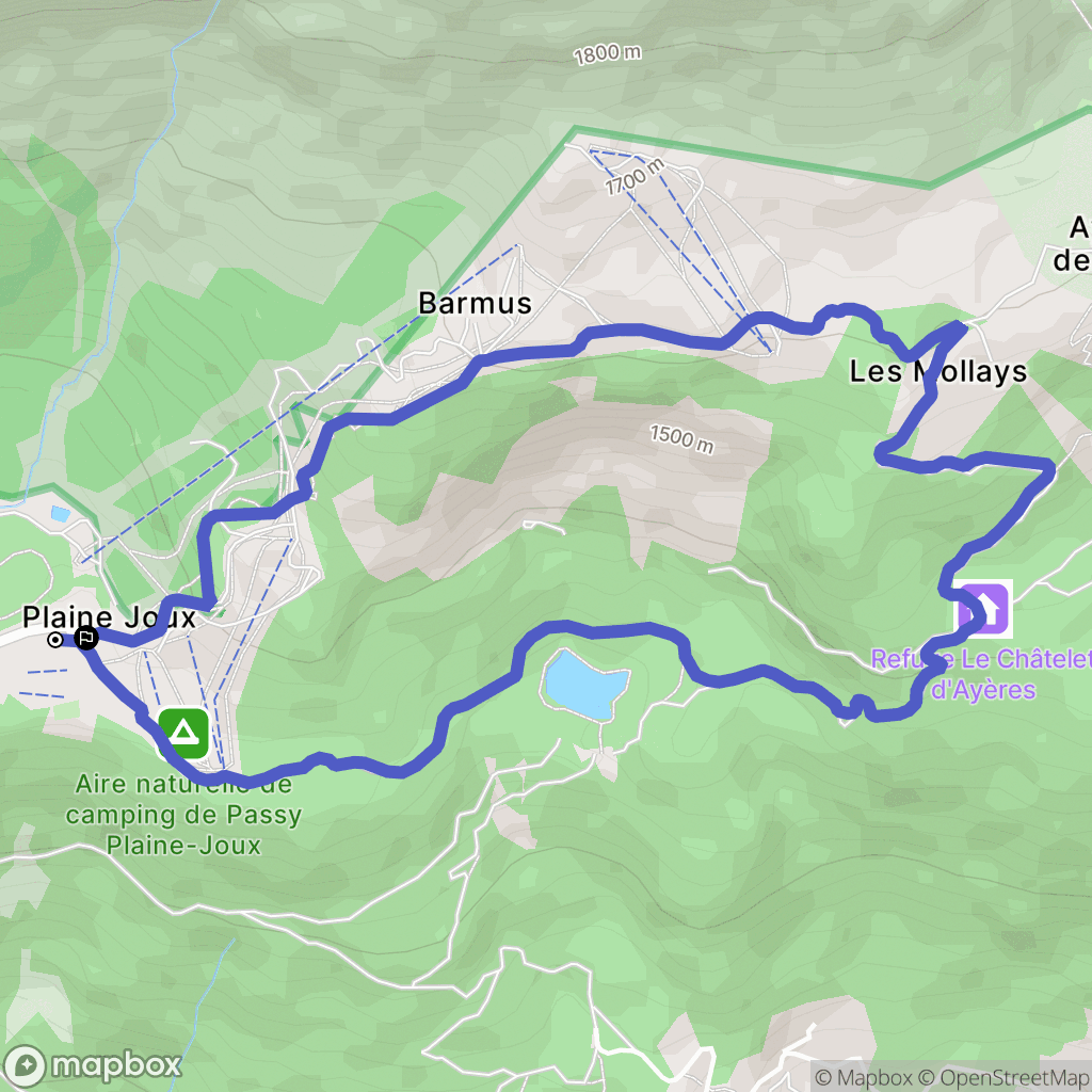 Plateau-d'Assy - Plaine-Joux : carte du parcours de randonnée - France
