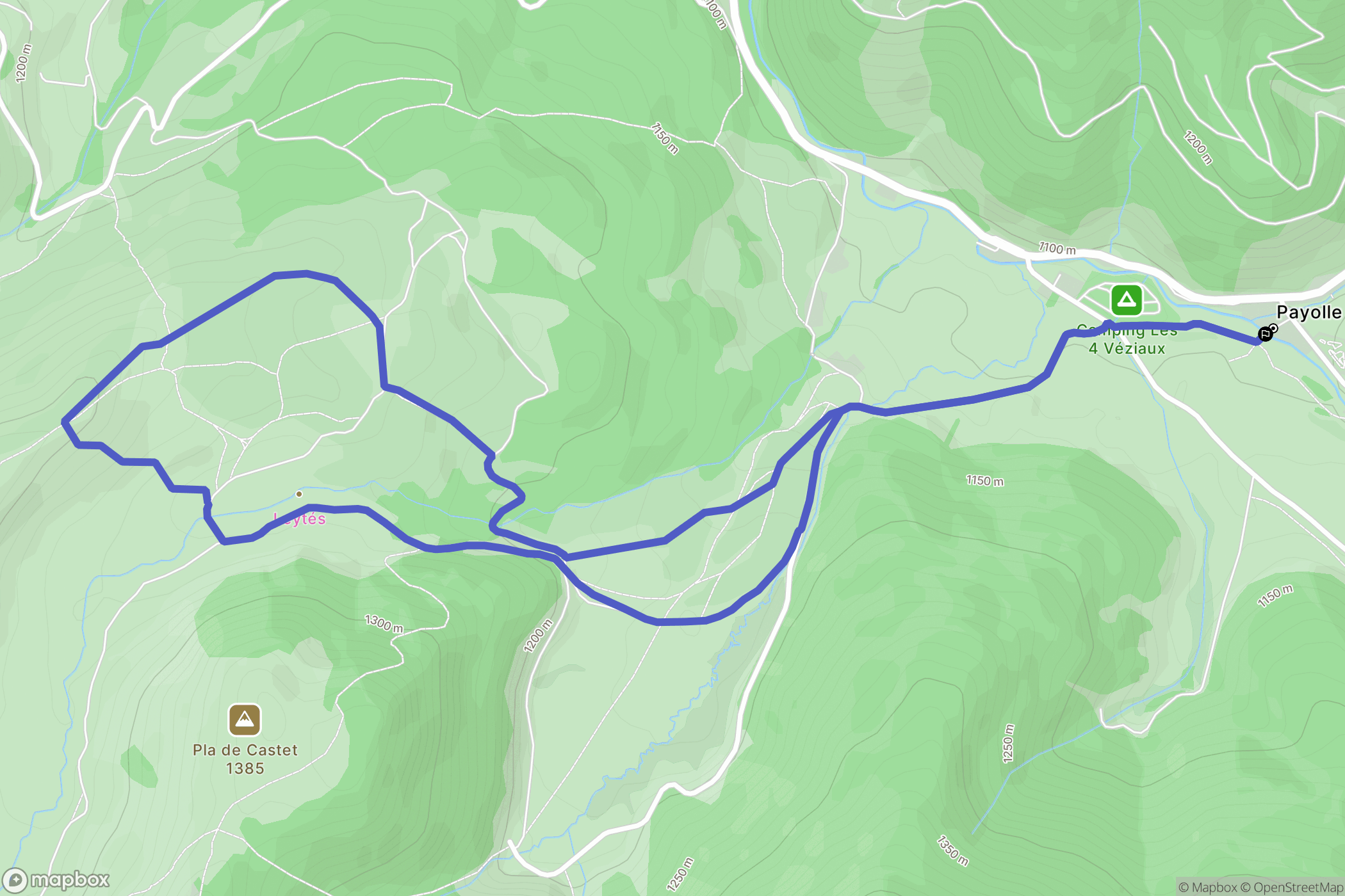 Campan : carte du parcours de randonnée - France