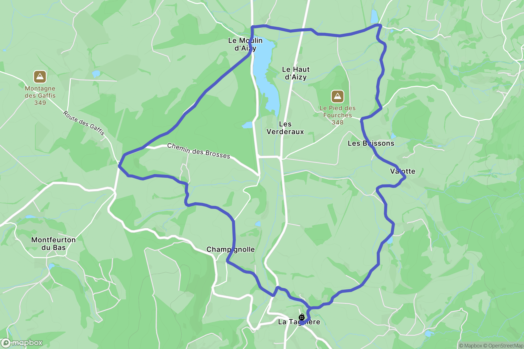 La Tagnière : carte du parcours de randonnée - France