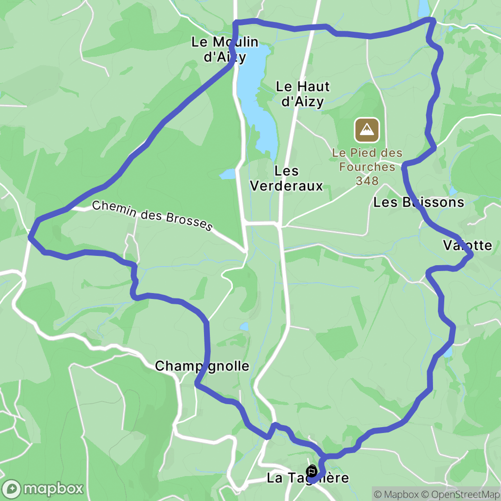 La Tagnière : carte du parcours de randonnée - France