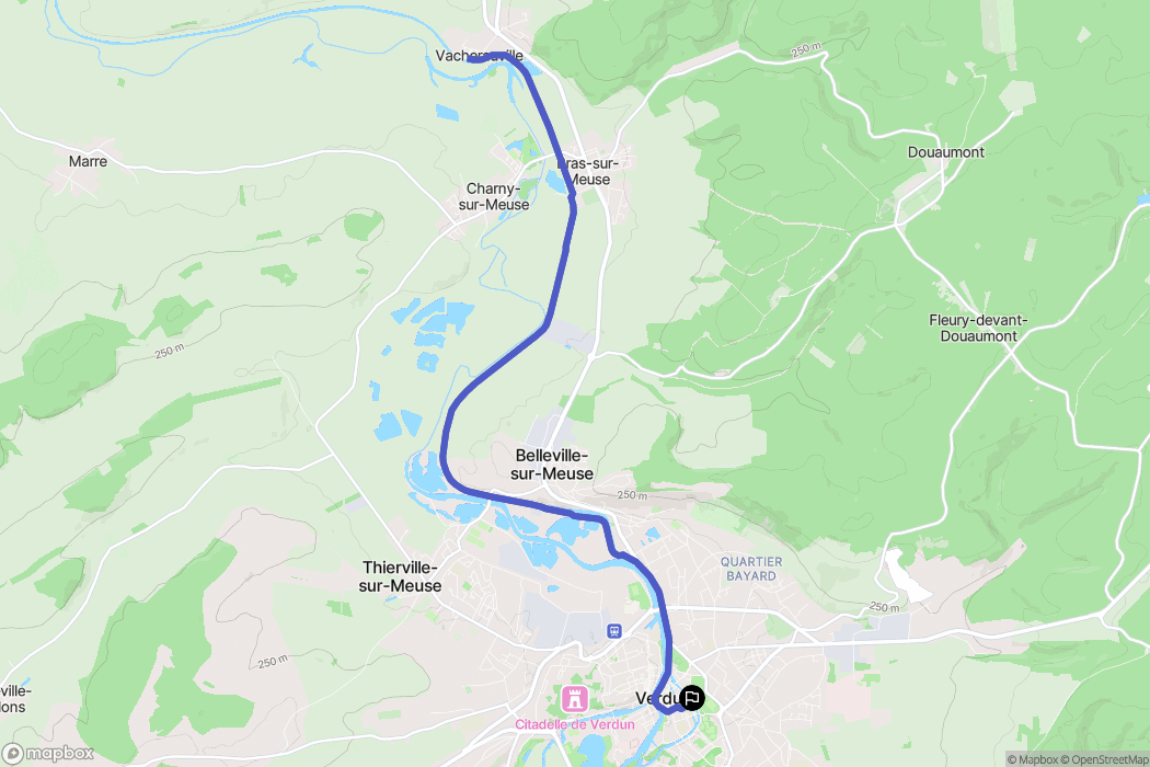 Verdun : carte du parcours de randonnée - France