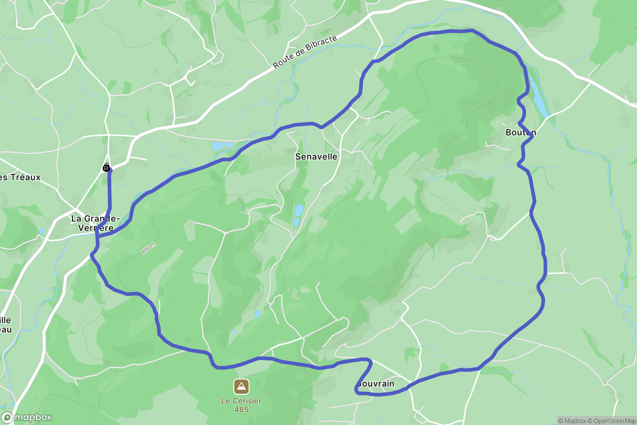 La Grande-Verrière : carte du parcours de randonnée - France
