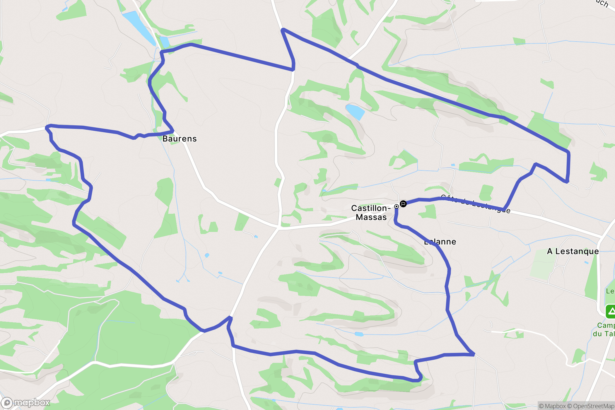 Castillon-Massas : carte du parcours de randonnée - France