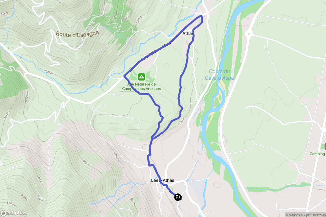 Lées-Athas : carte du parcours de randonnée - France