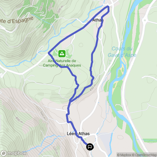 Lées-Athas : carte du parcours de randonnée - France