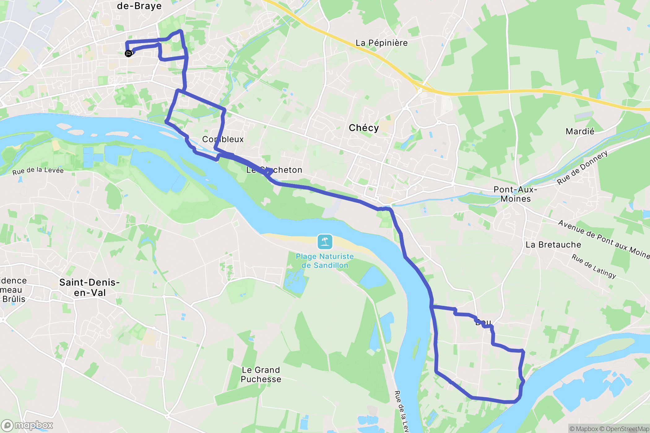 Saint-Jean-de-Braye : carte du parcours de randonnée - France
