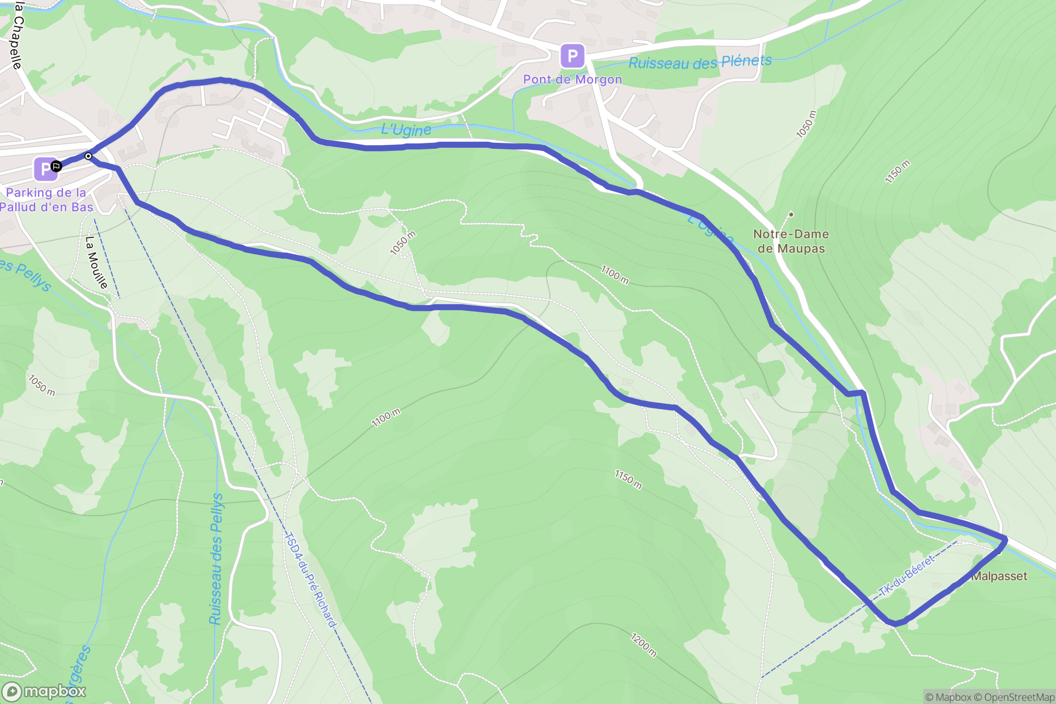 Bernex : carte du parcours de randonnée - France