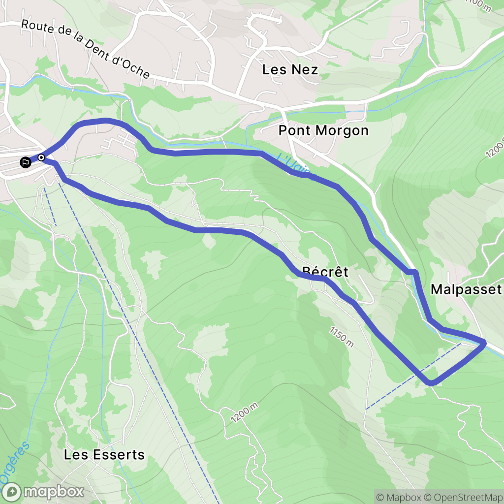 Bernex : carte du parcours de randonnée - France