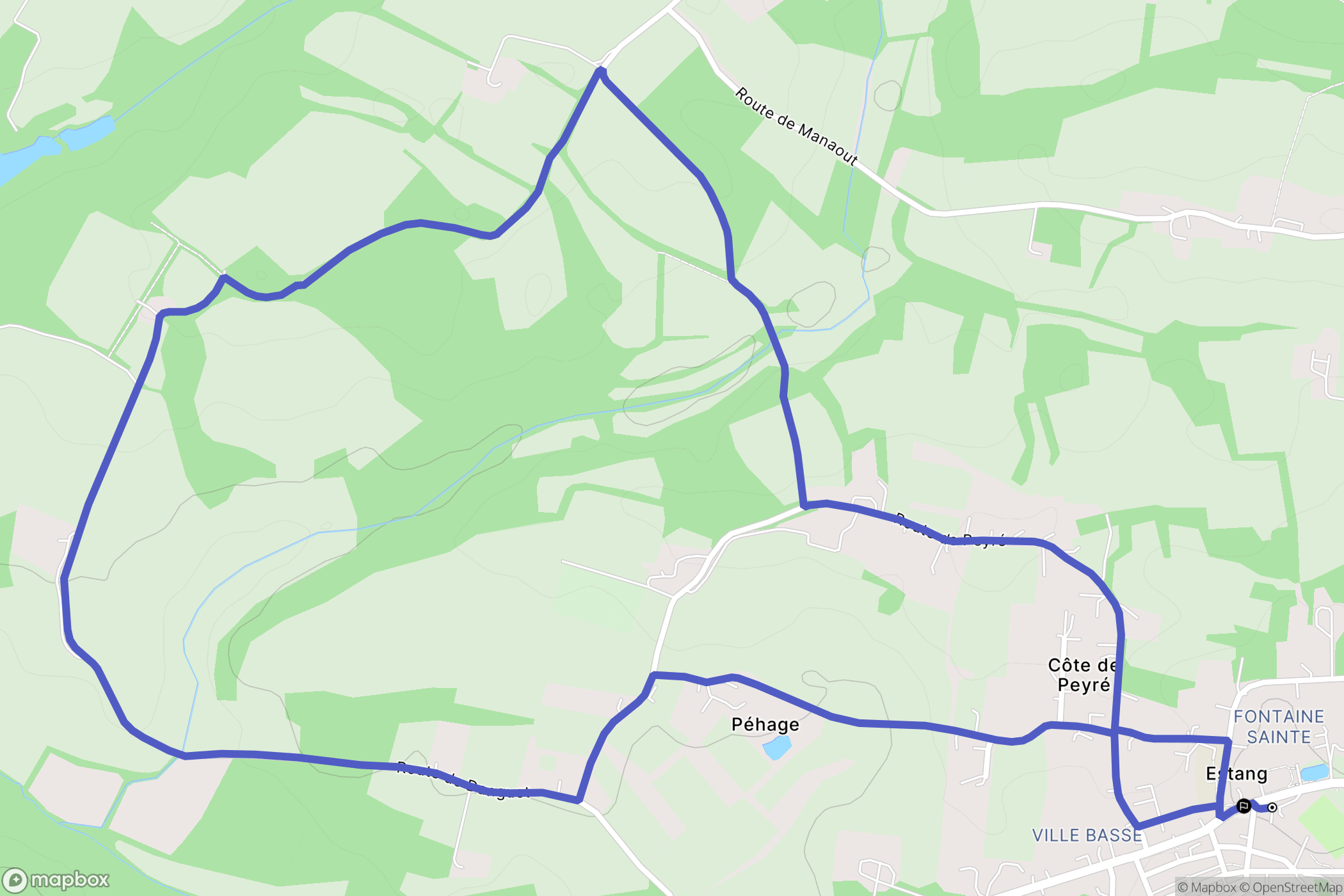 Estang : carte du parcours de randonnée - France