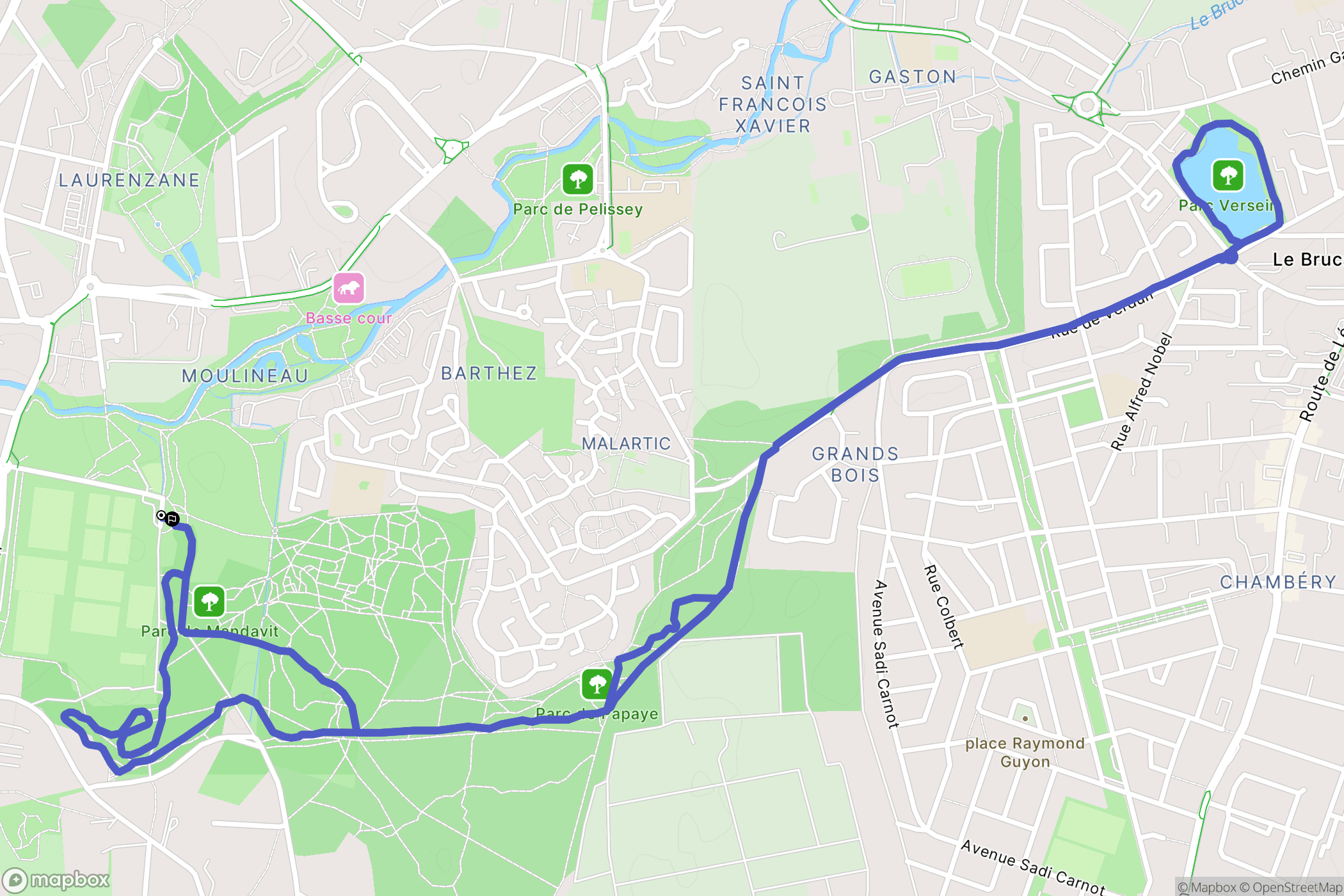 Gradignan : carte du parcours de randonnée - France