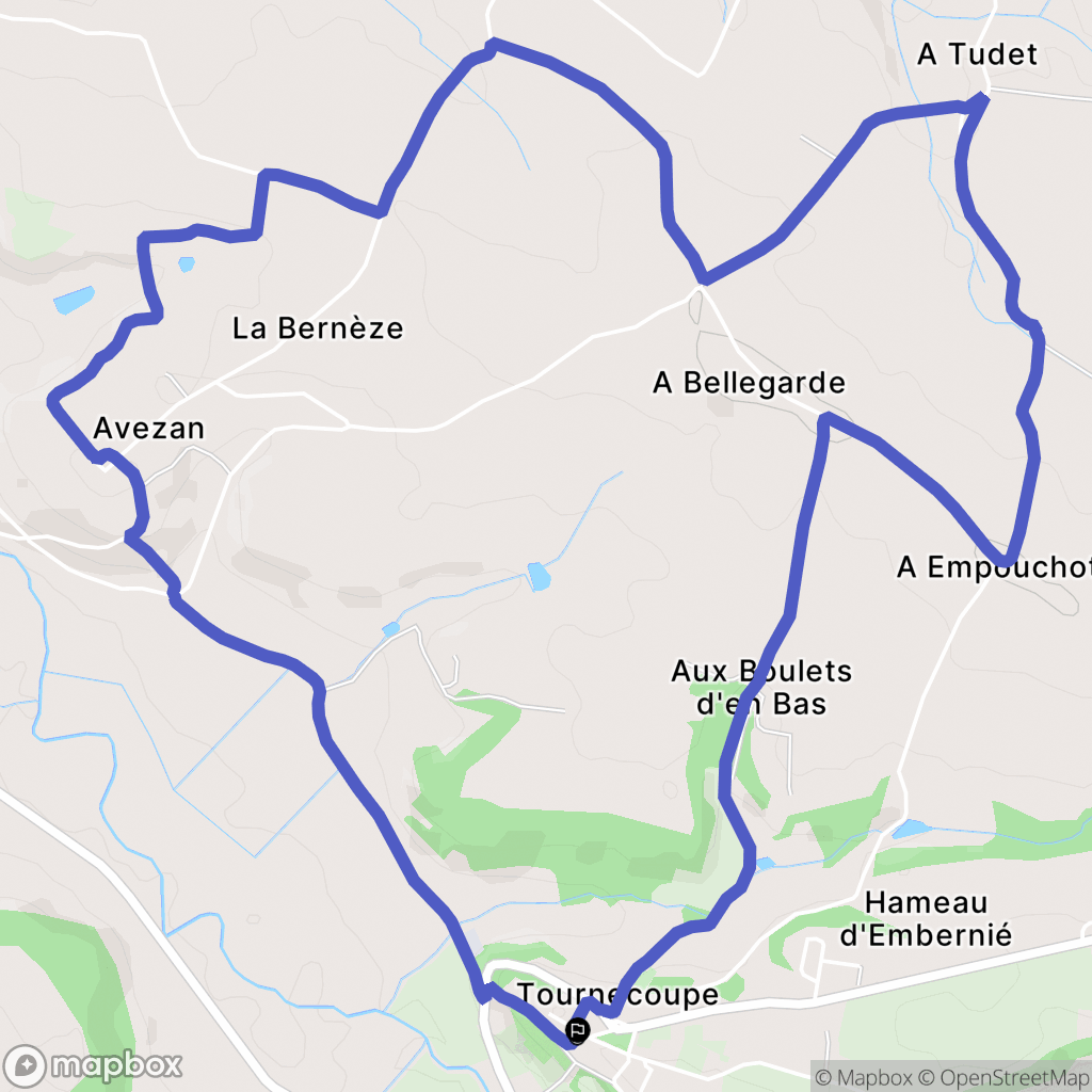 Tournecoupe : carte du parcours de randonnée - France