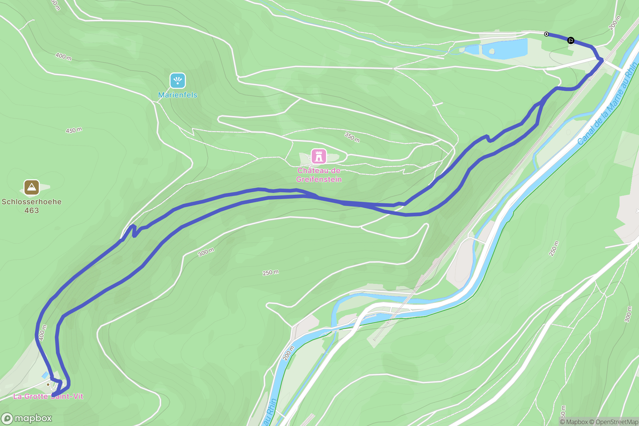 Saverne : carte du parcours de randonnée - France