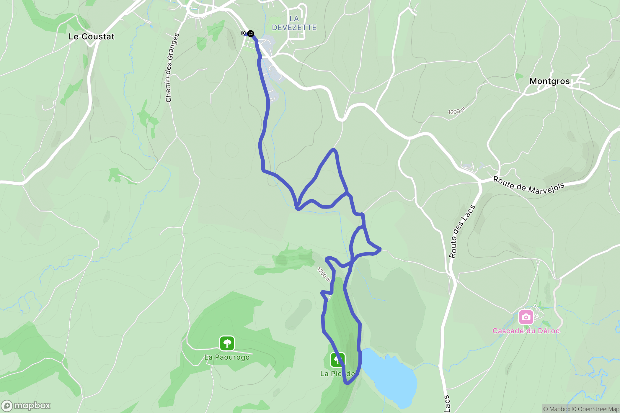 Nasbinals : carte du parcours de randonnée - France