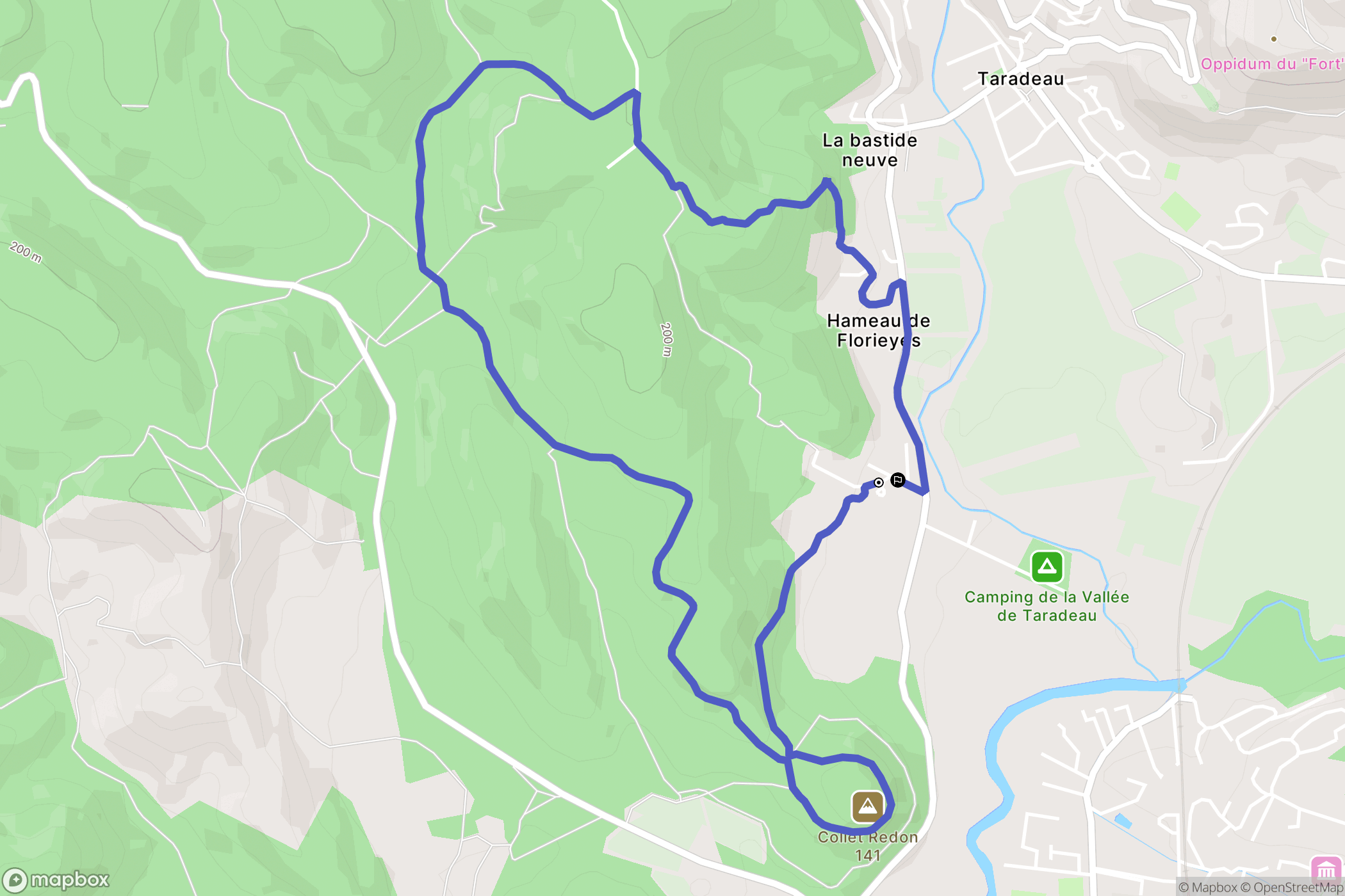 Taradeau : carte du parcours de randonnée - France