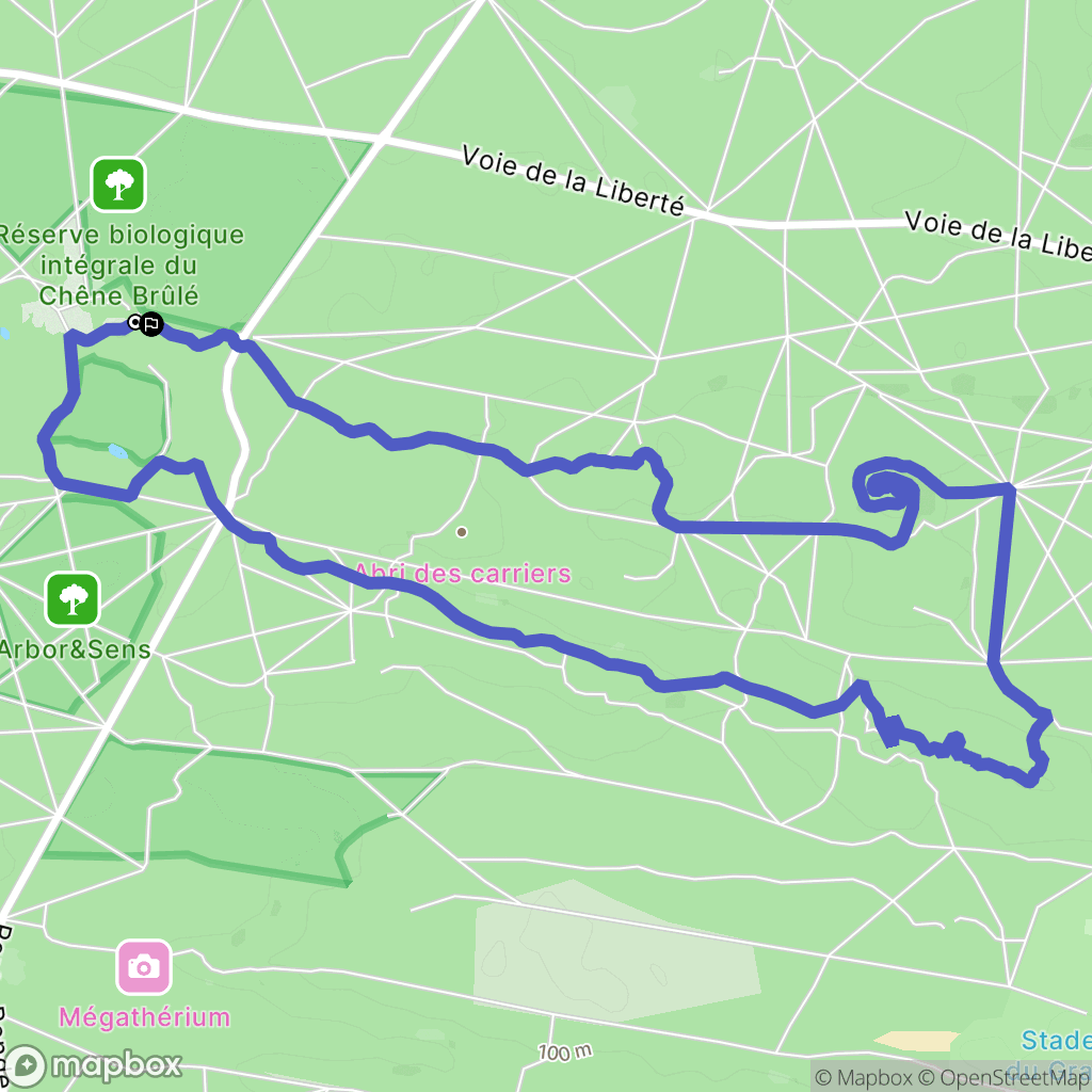 Fontainebleau : carte du parcours de randonnée - France