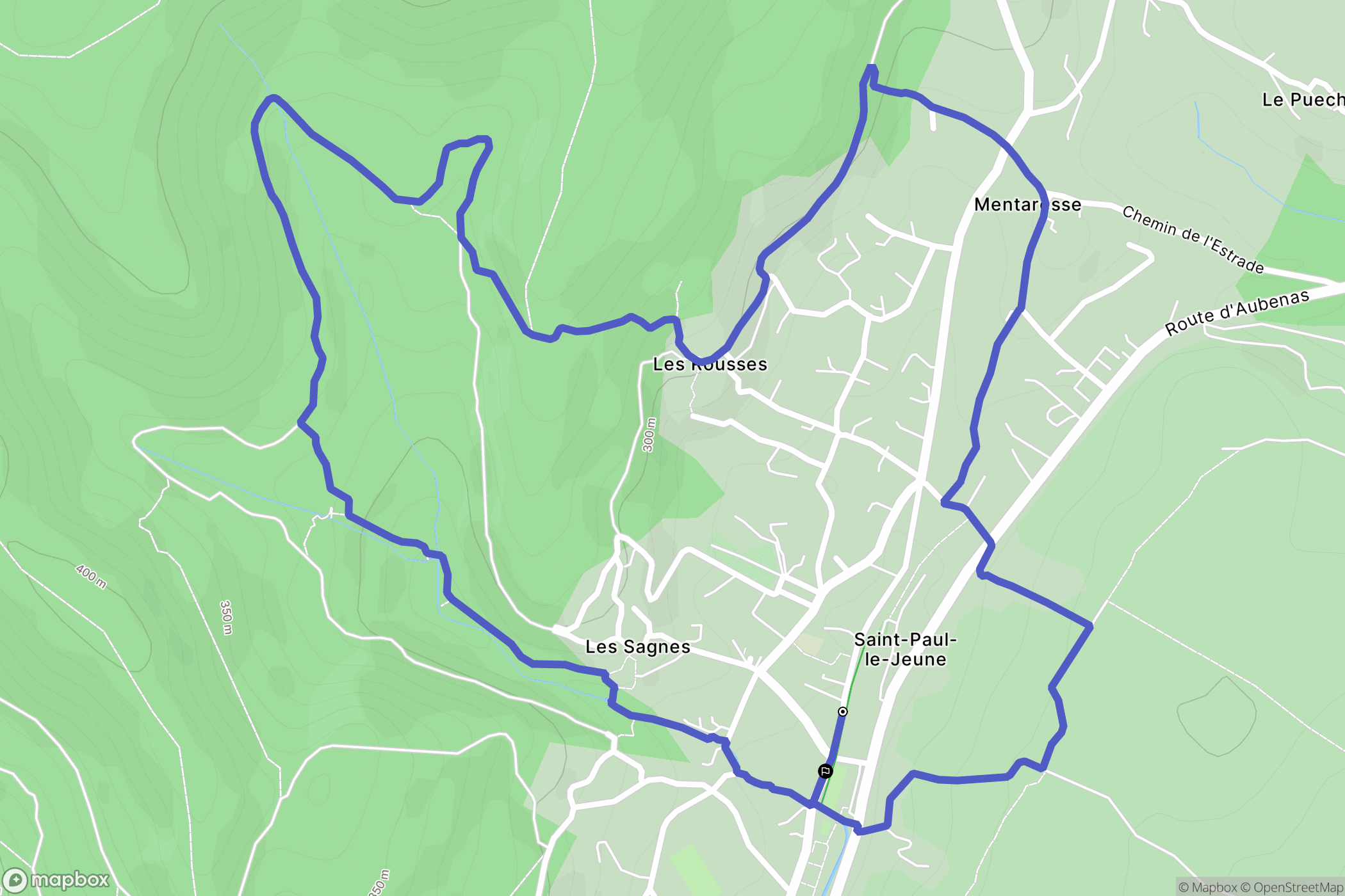 Saint-Paul-le-Jeune : carte du parcours de randonnée - France