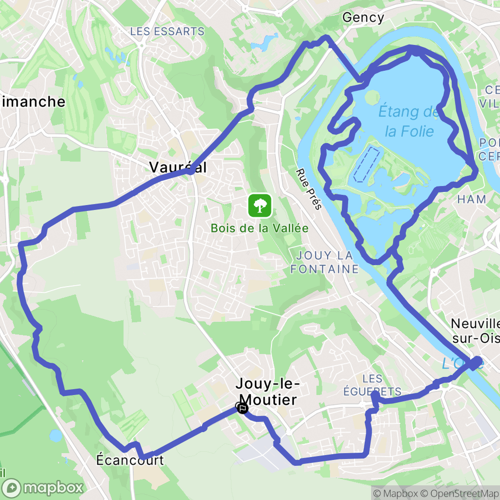 Jouy-le-Moutier : carte du parcours de randonnée - France