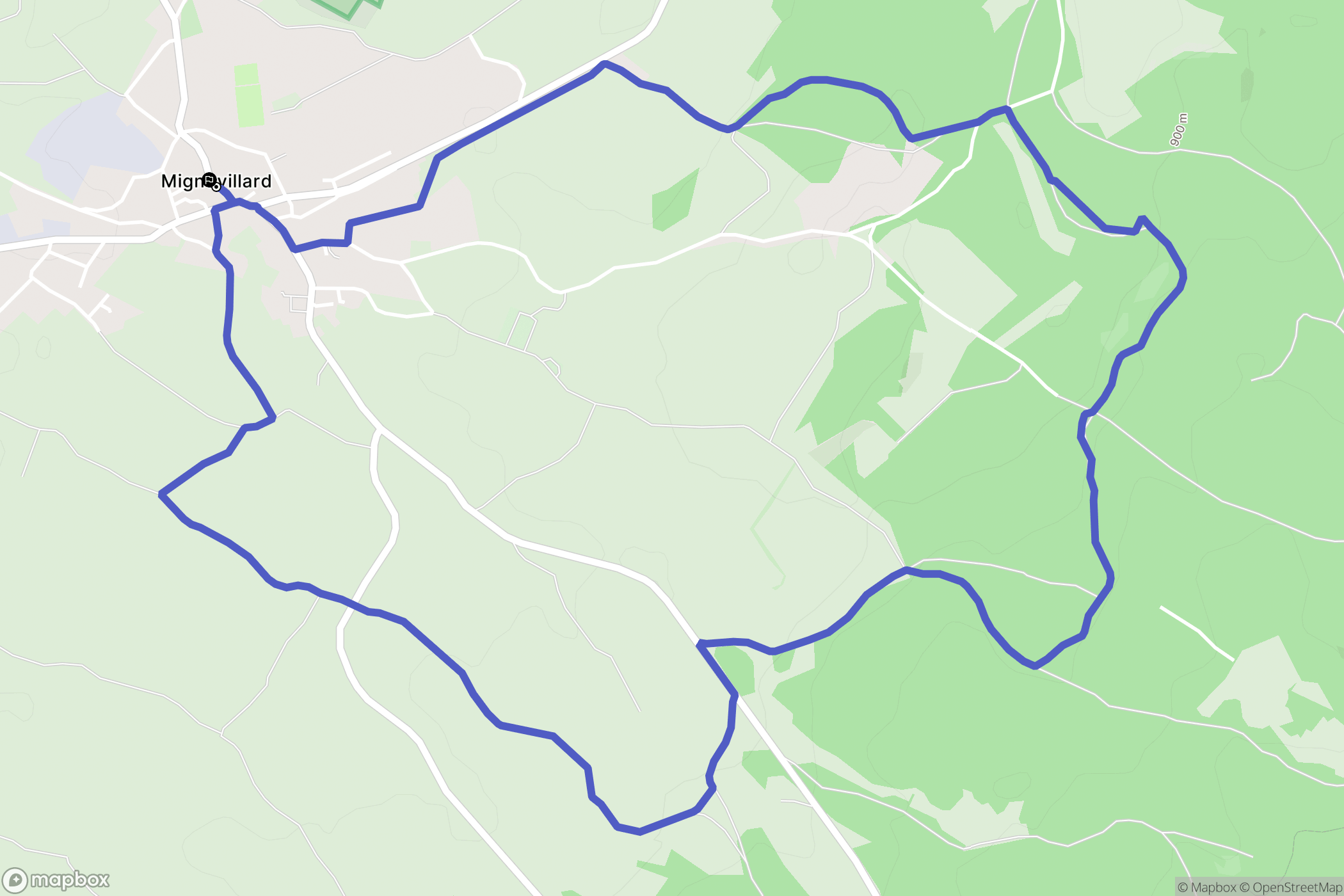 Mignovillard : carte du parcours de randonnée - France