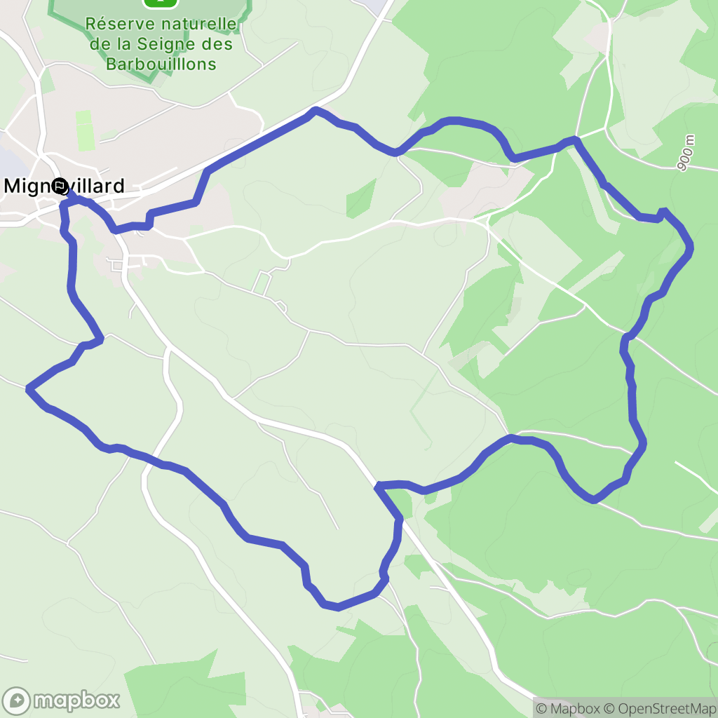 Mignovillard : carte du parcours de randonnée - France