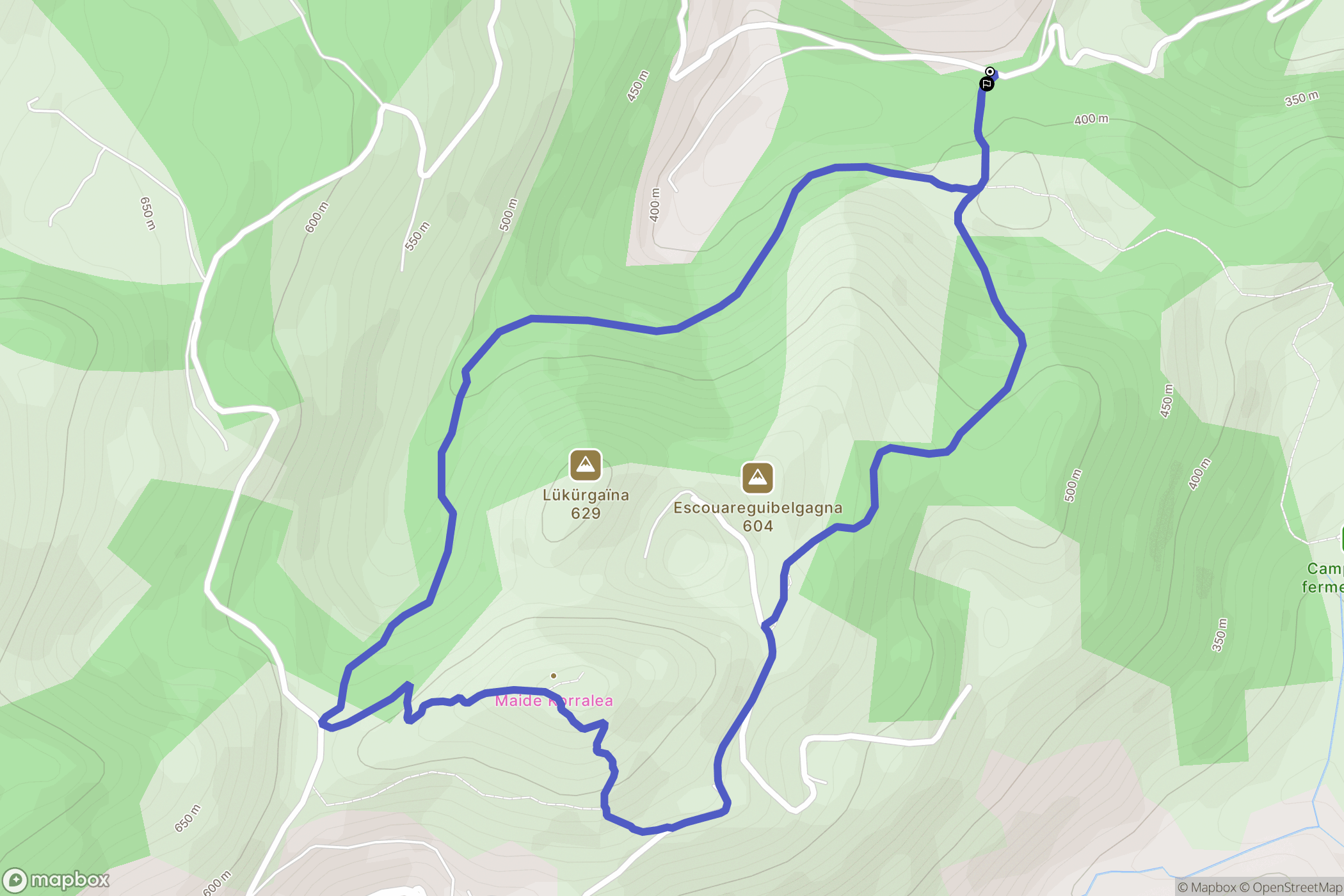 Camou-Cihigue : carte du parcours de randonnée - France