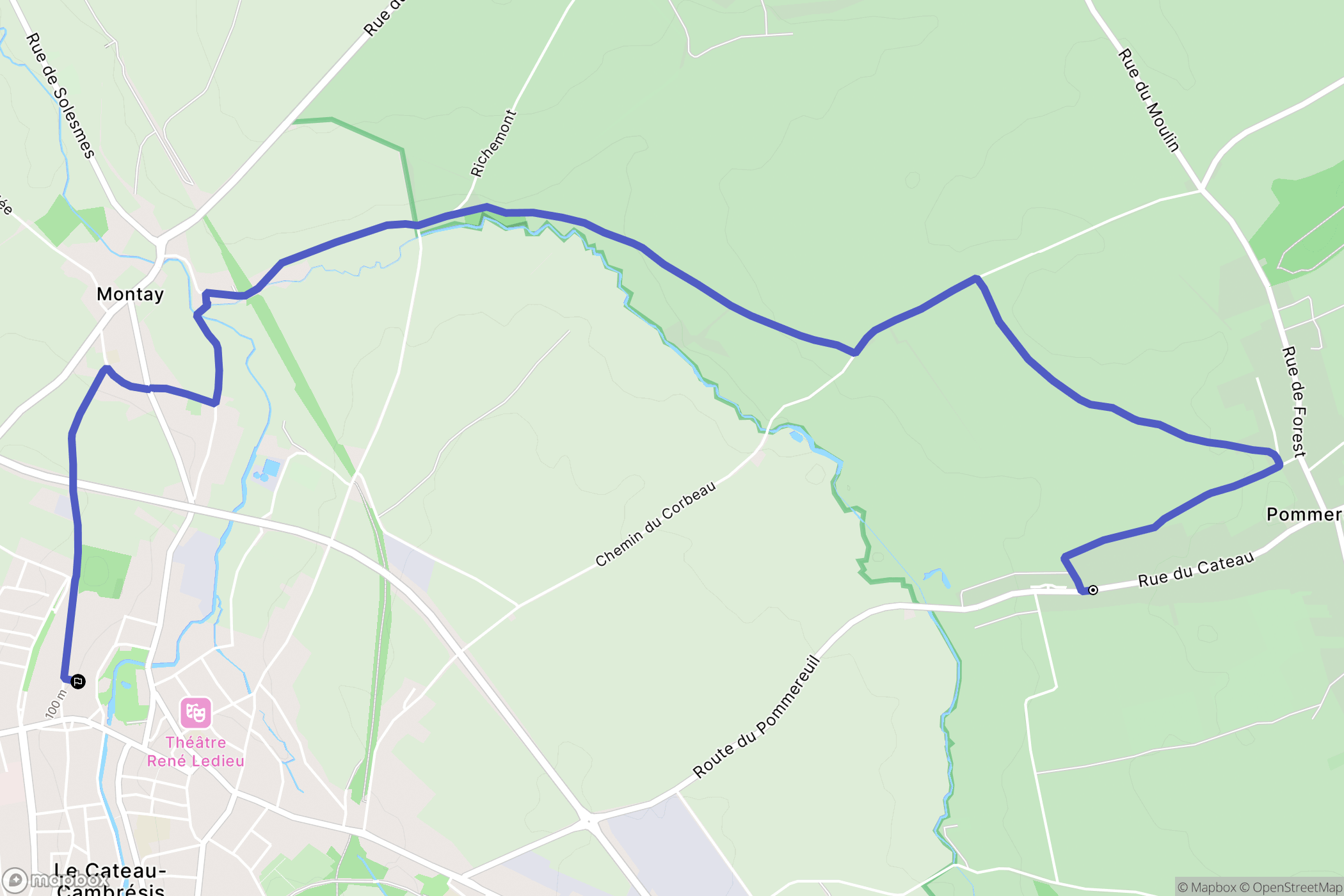 Pommereuil : carte du parcours de randonnée - France