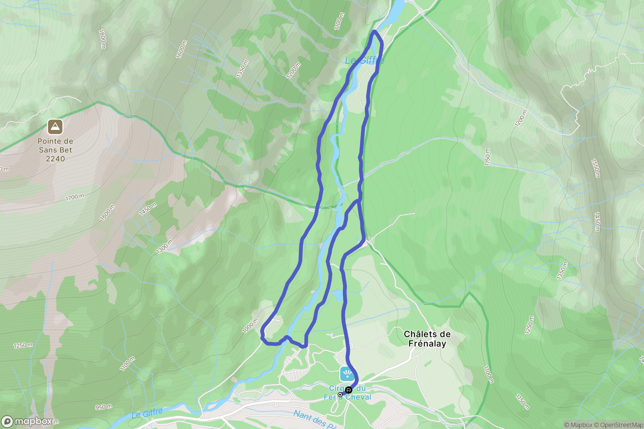 Sixt-Fer-à-Cheval : carte du parcours de randonnée - France