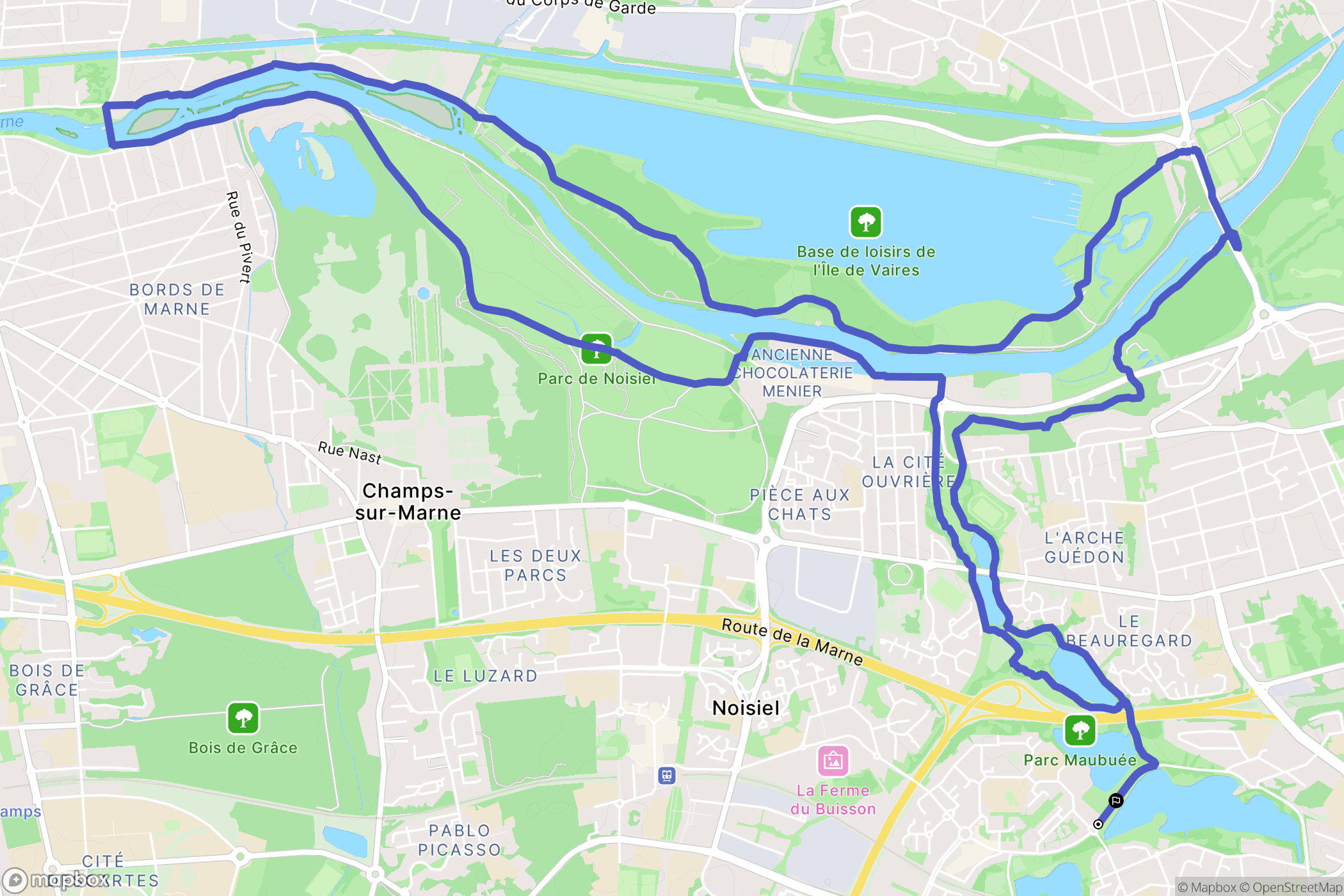 Lognes : carte du parcours de randonnée - France