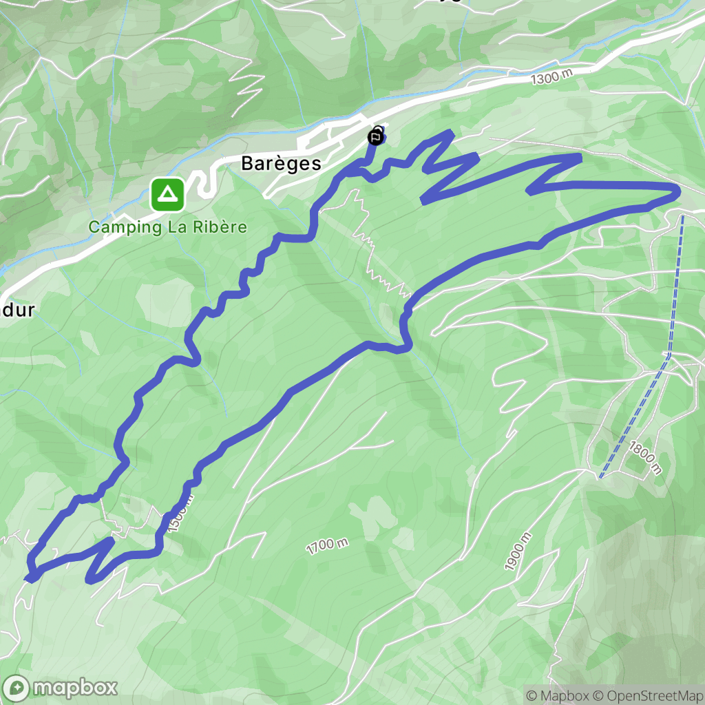 Barèges : carte du parcours de randonnée - France