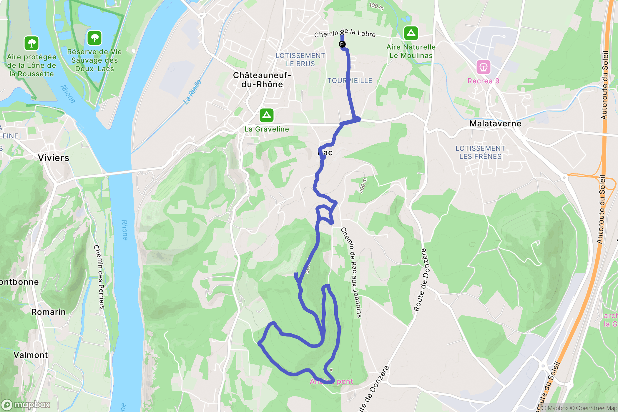 Malataverne : carte du parcours de randonnée - France
