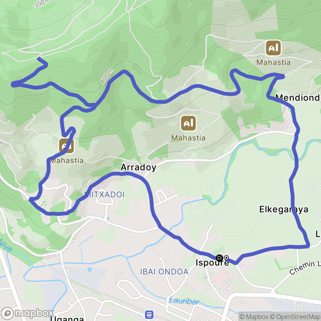 Ispoure : carte du parcours de randonnée - France
