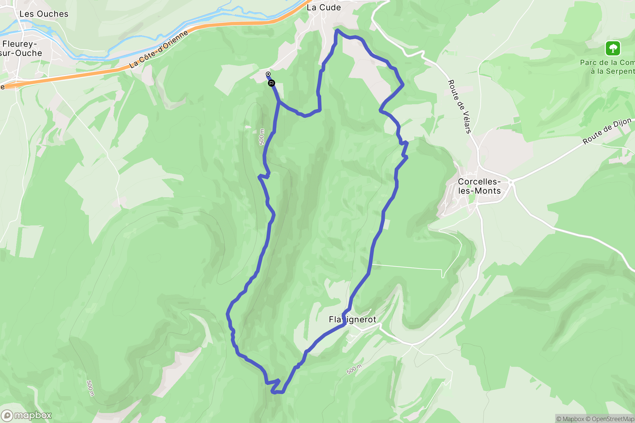 Velars-sur-Ouche : carte du parcours de randonnée - France