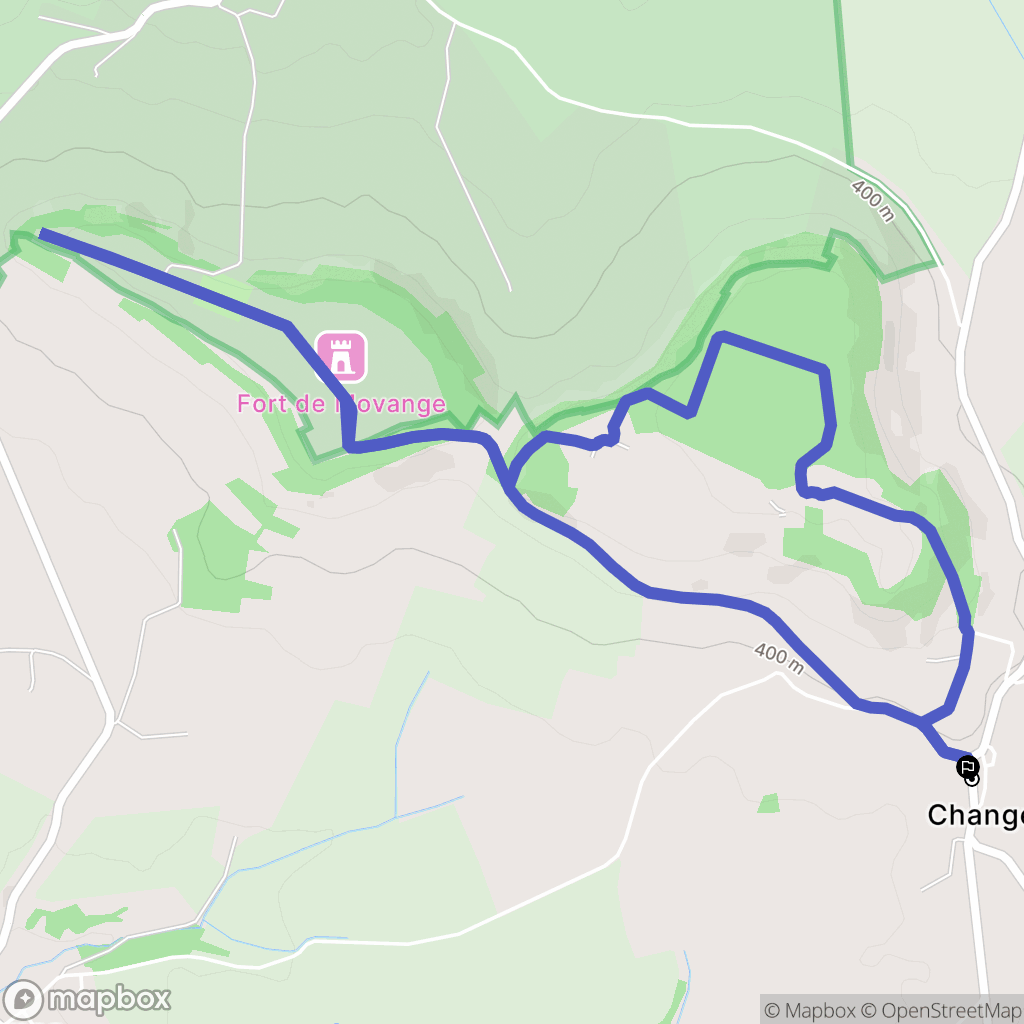 Changey : carte du parcours de randonnée - France
