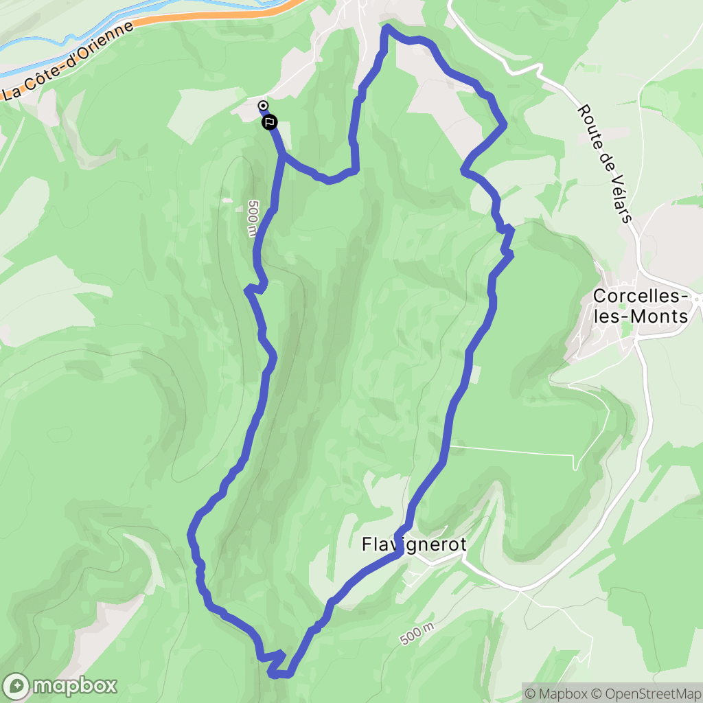 Velars-sur-Ouche : carte du parcours de randonnée - France