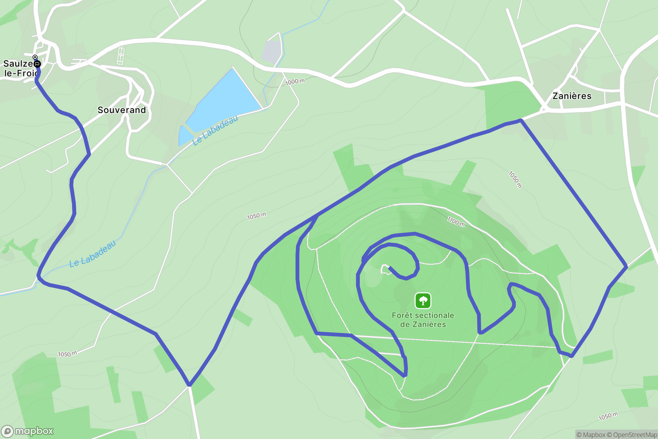 Saulzet-le-Froid : carte du parcours de randonnée - France
