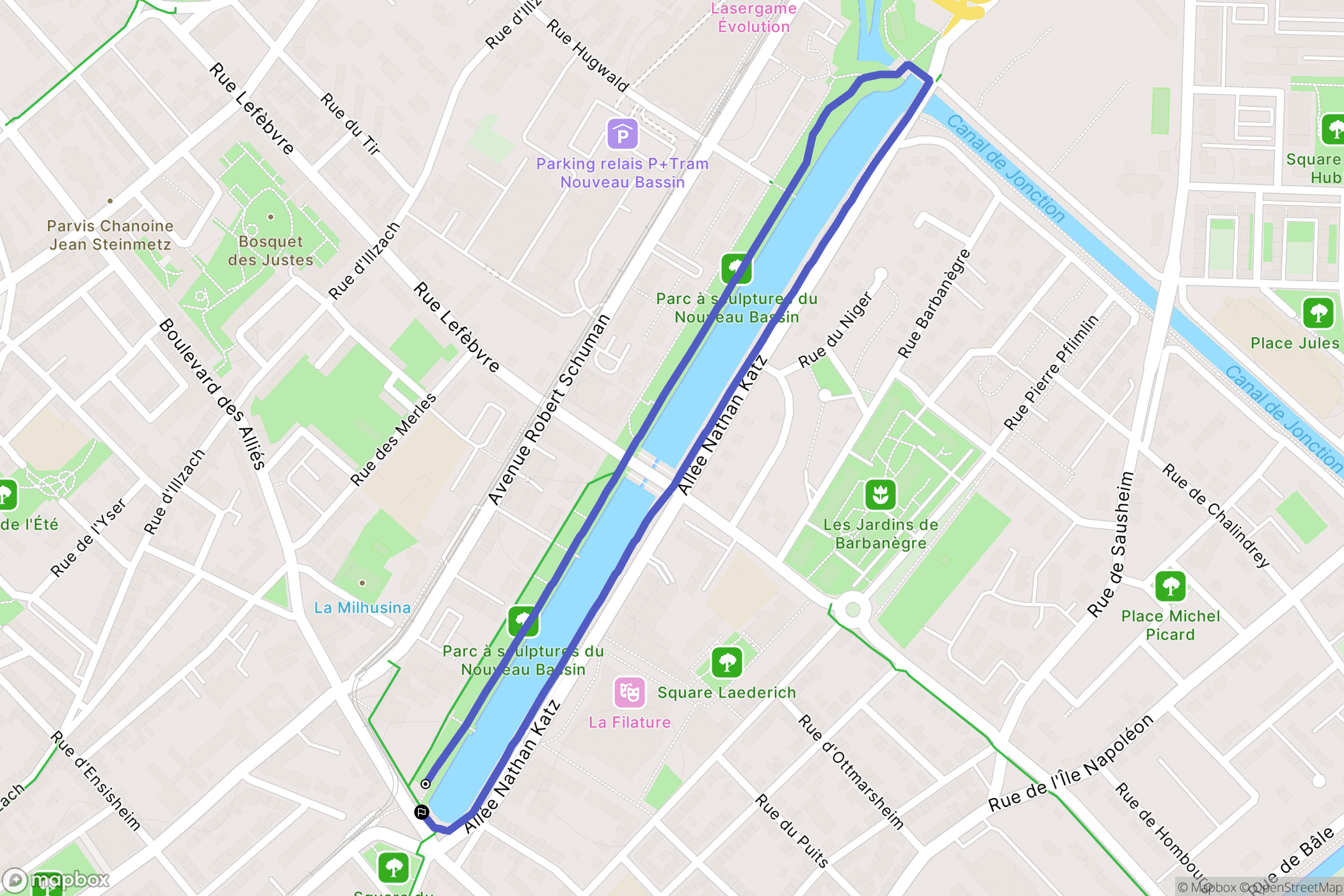 Mulhouse : carte du parcours de randonnée - France