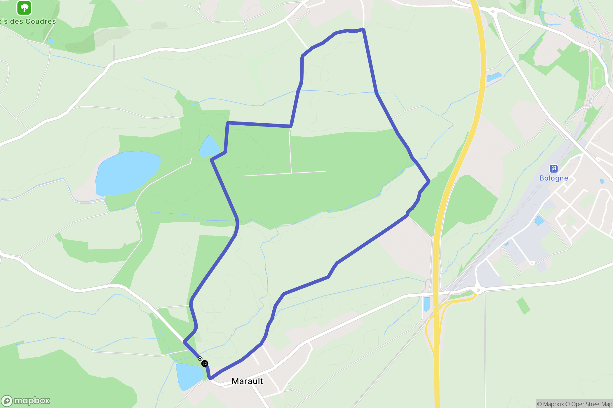 Bologne : carte du parcours de randonnée - France