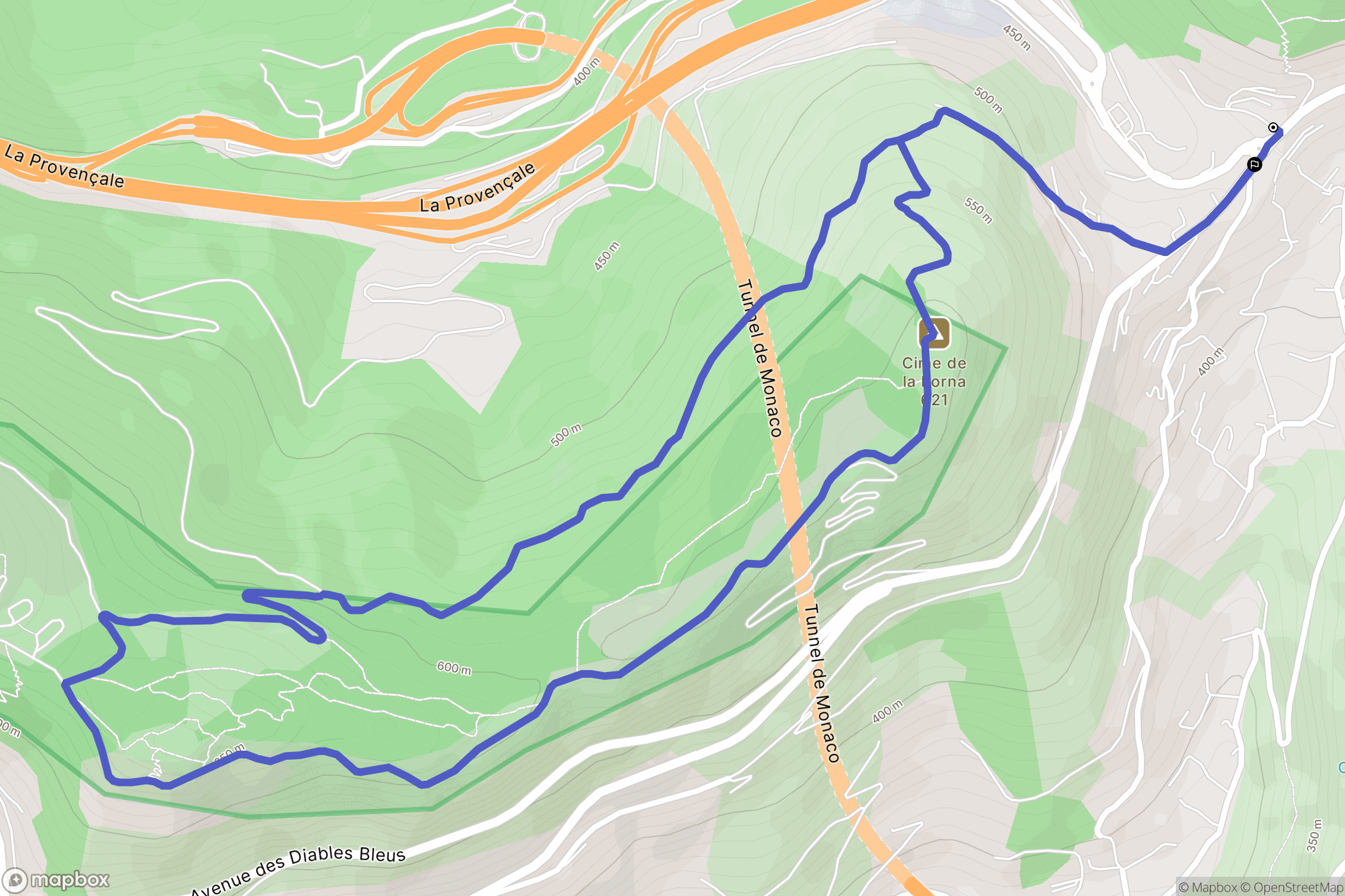 La Turbie : carte du parcours de randonnée - France