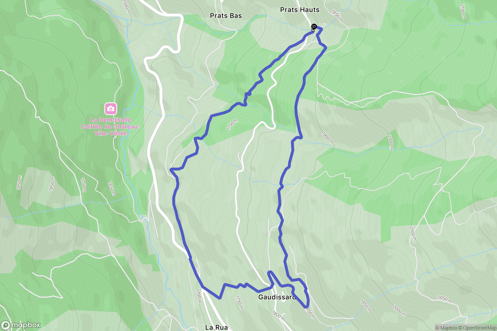 Château-Ville-Vieille : carte du parcours de randonnée - France