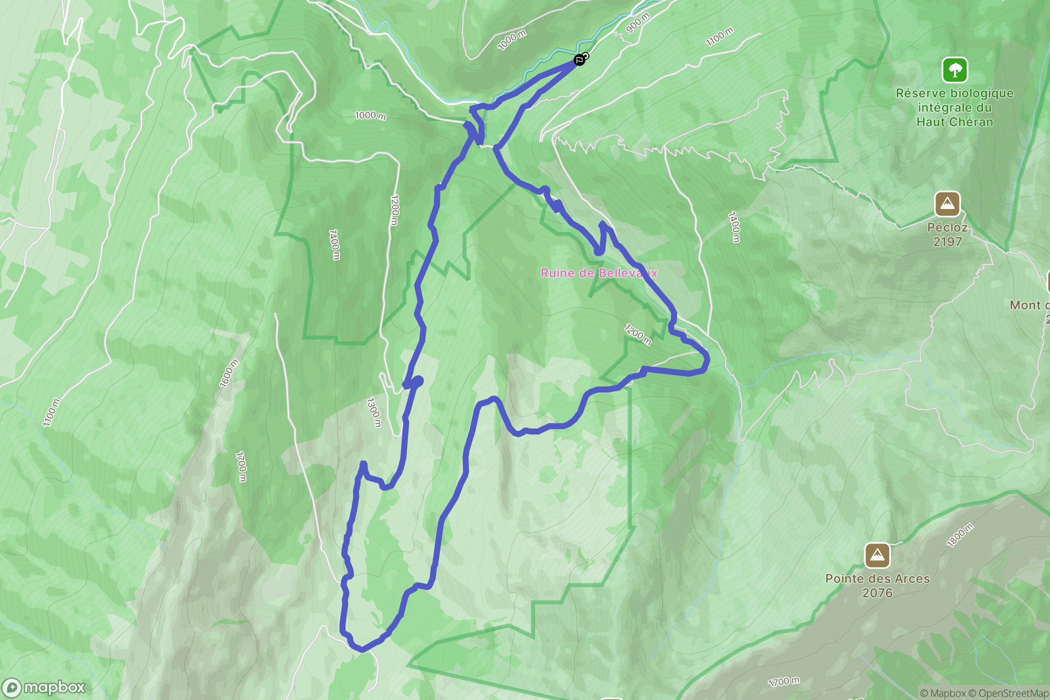 École : carte du parcours de randonnée - France