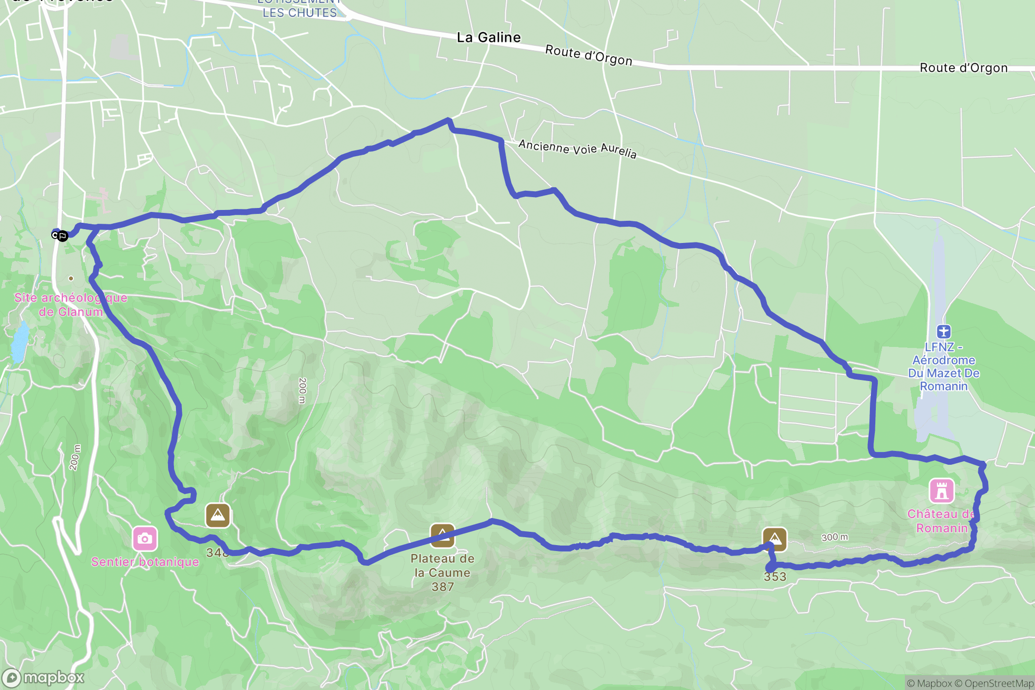Saint-Rémy-de-Provence : carte du parcours de randonnée - France