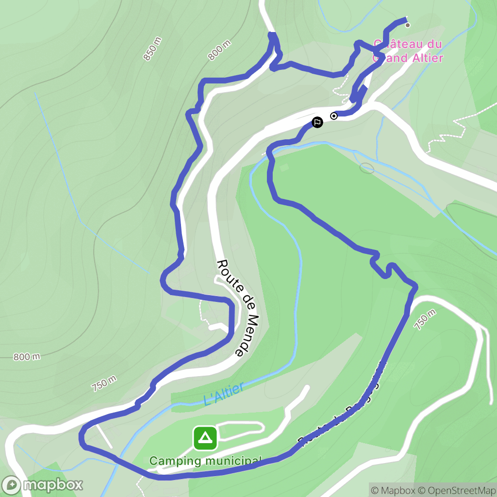 Altier : carte du parcours de randonnée - France