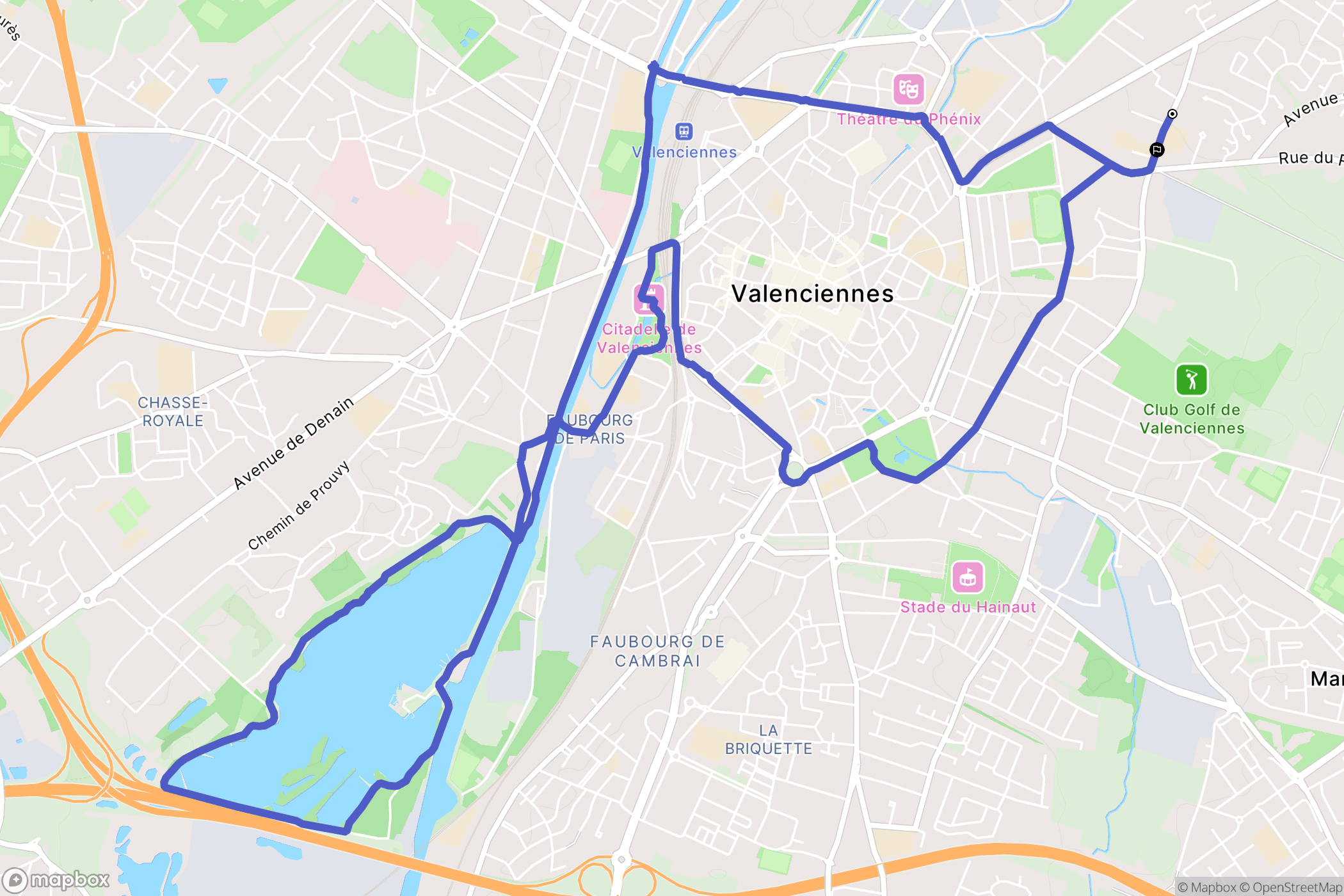 Valenciennes : carte du parcours de randonnée - France