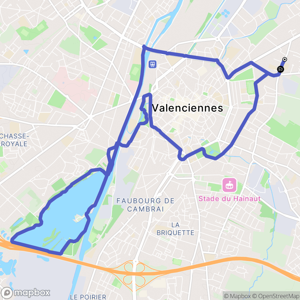 Valenciennes : carte du parcours de randonnée - France