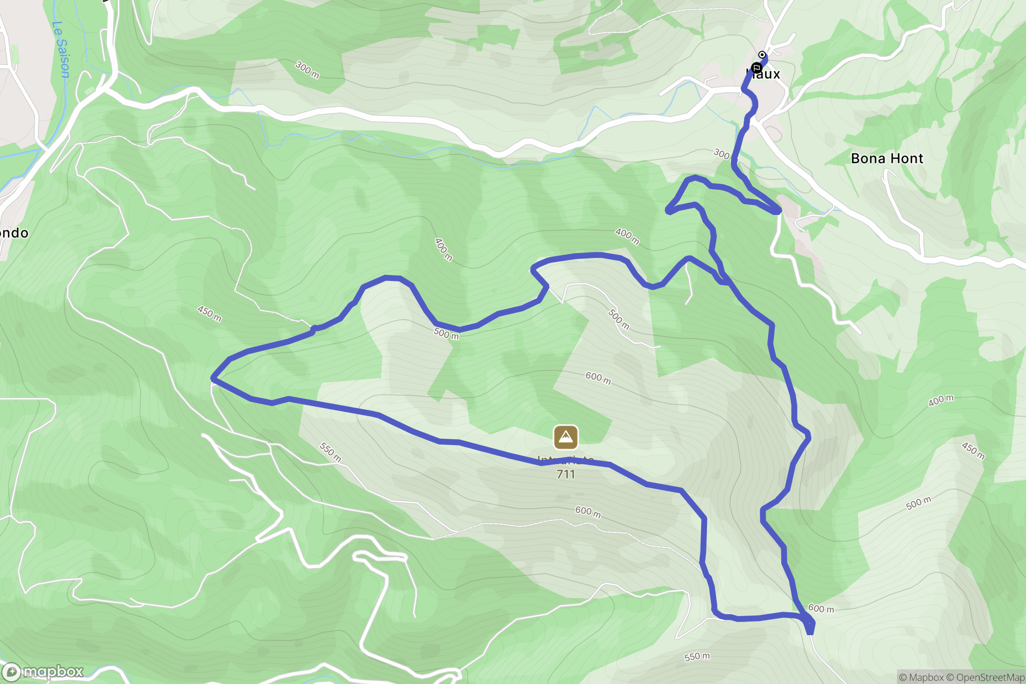 Haux : carte du parcours de randonnée - France