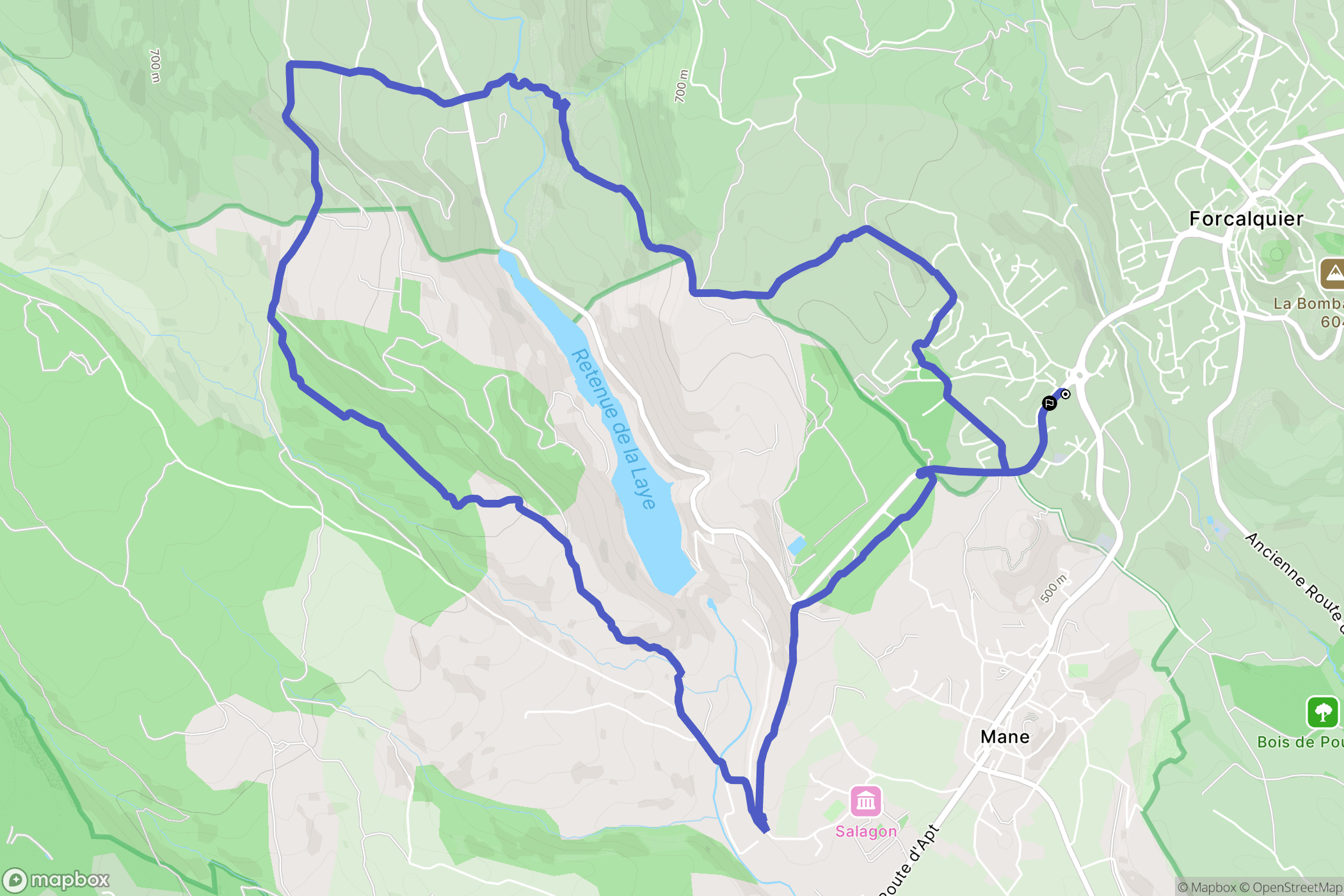 Forcalquier : carte du parcours de randonnée - France
