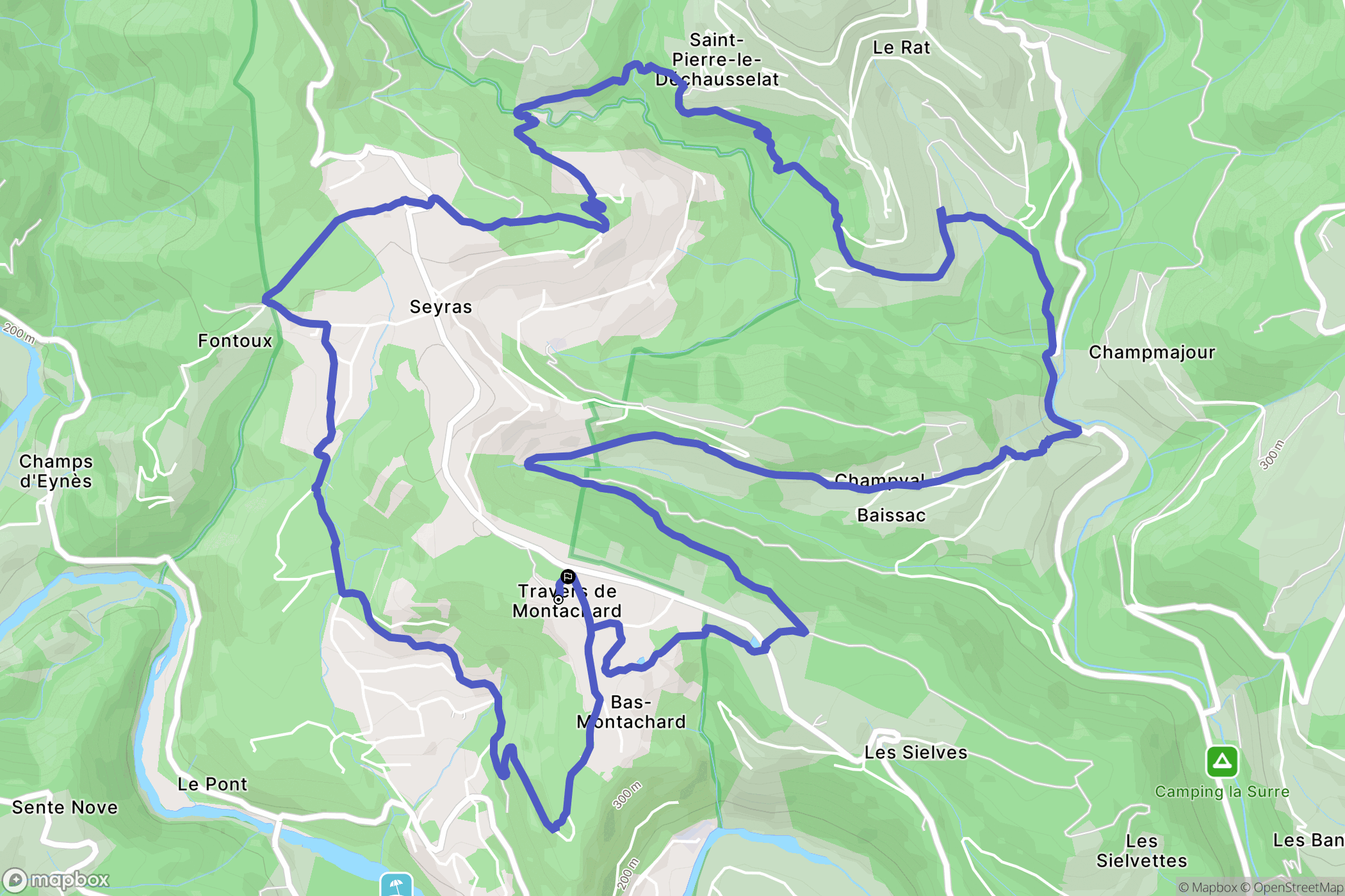 Les Salelles : carte du parcours de randonnée - France