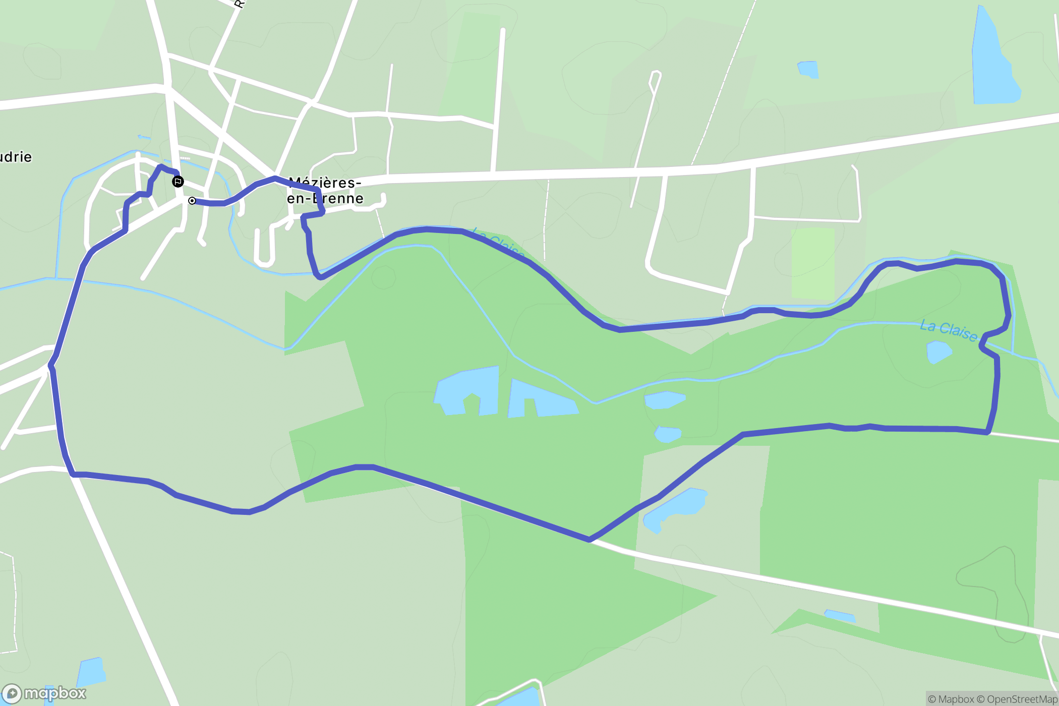 Mézières-en-Brenne : carte du parcours de randonnée - France